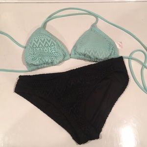 Black and sea foam green bikini